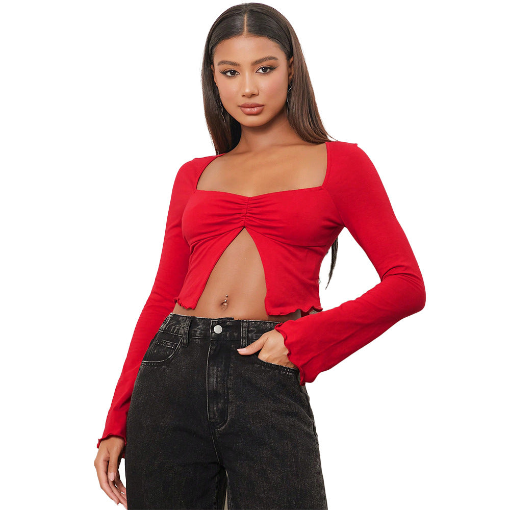 Short shirt for women with charming gathering elements and long sleeves Chic & Stil