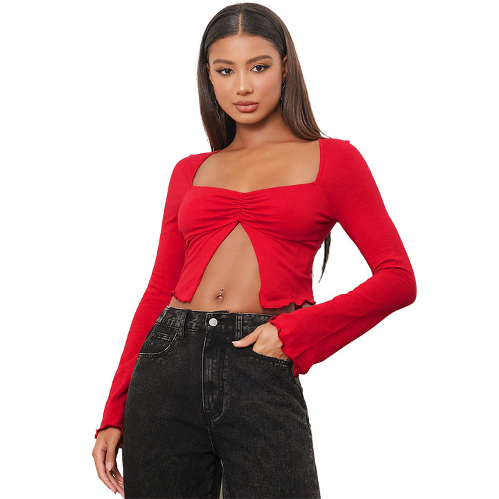 Short shirt for women with charming gathering elements and long sleeves Chic & Stil