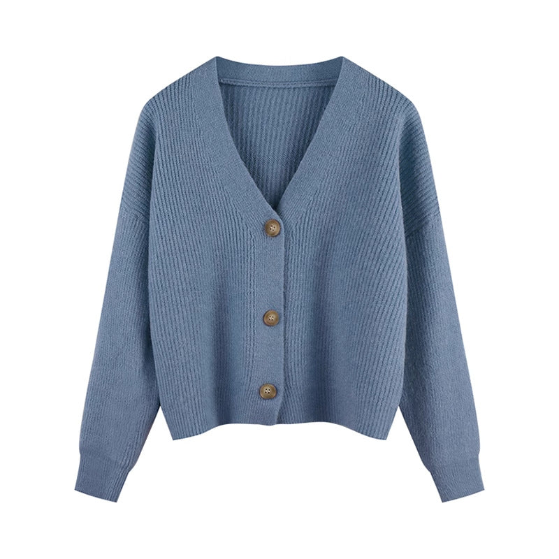 Women's knit cardigan with V-neck and high-quality button details Lune London