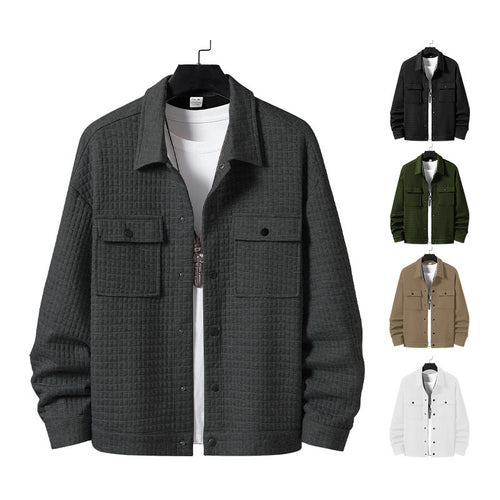 Casual shirt jacket for men with textured fabric and practical pockets Lune London