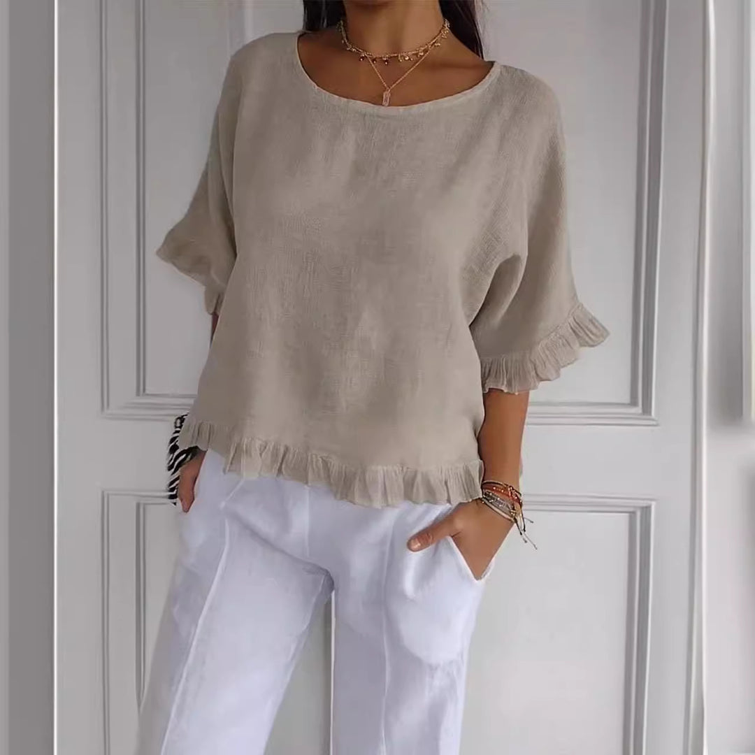 Casual blouse for women with gathered trim Lune London