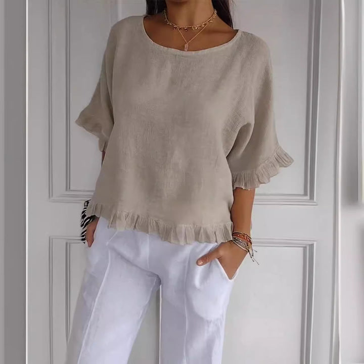 Casual blouse for women with gathered trim Lune London