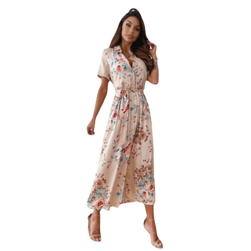 Lune London Floral Print Midi Shirt Dress for Women