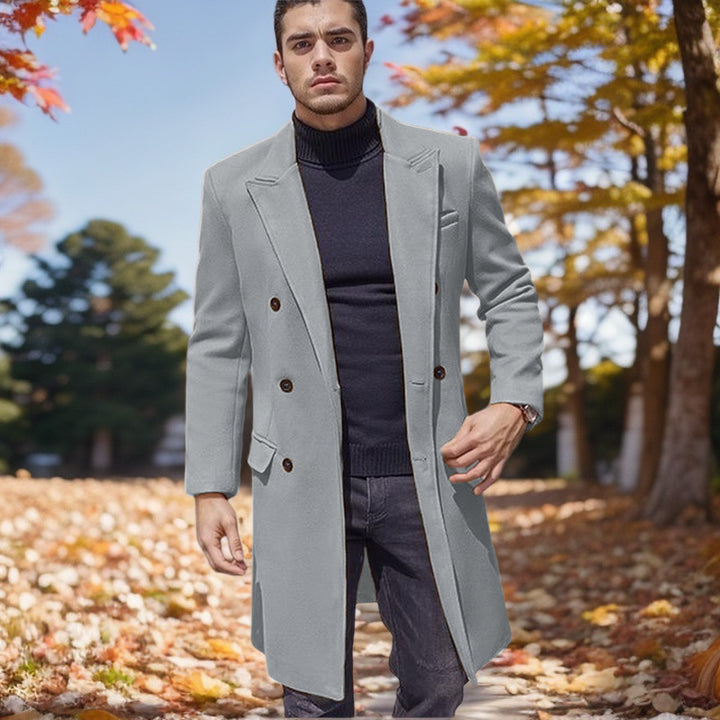 Long double-breasted coat for men in high-quality fabric Lune London