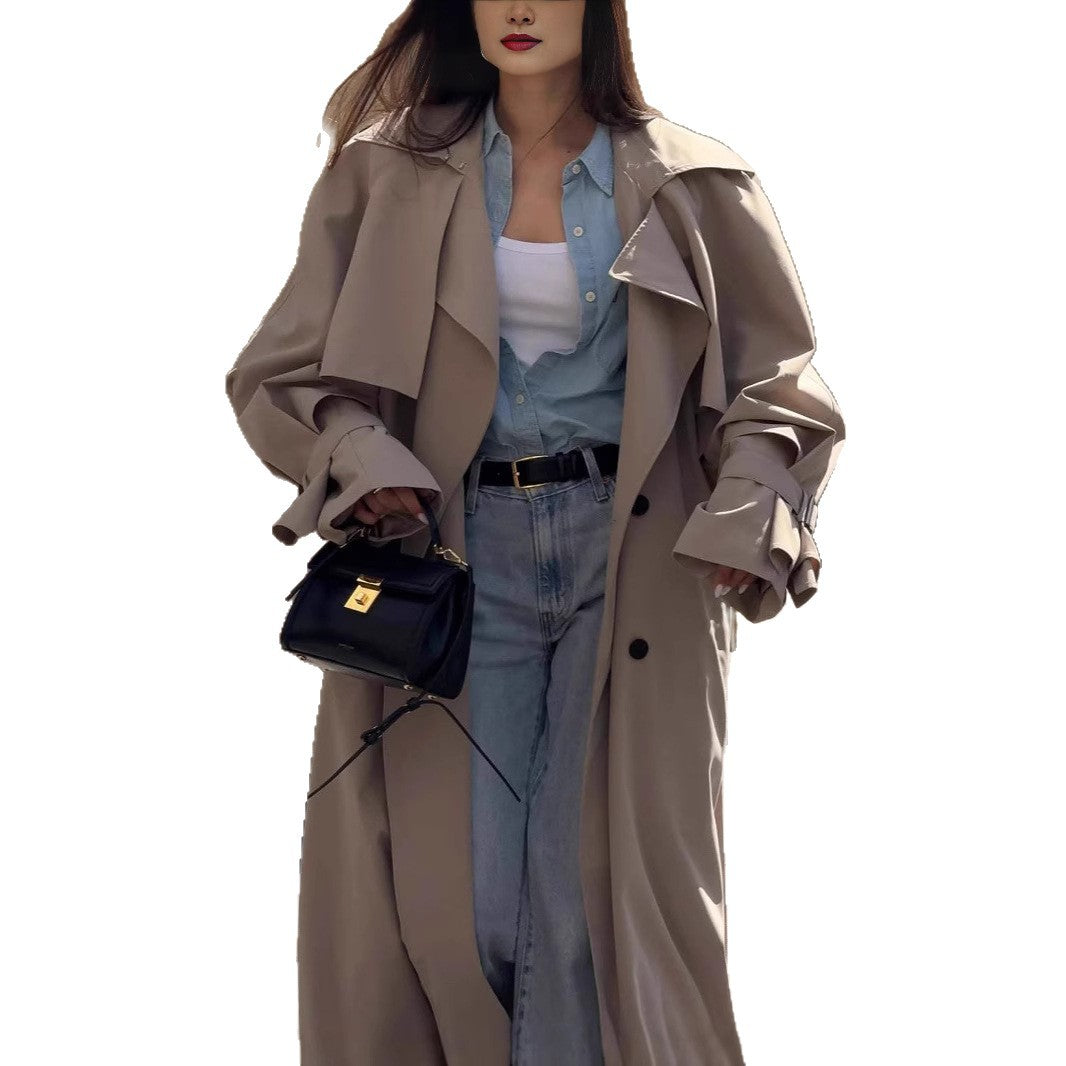 Oversized trench coat for women with richly detailed drapery and trendy cut Lune London