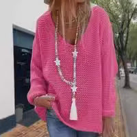 Women knitted sweater with V-neck and relaxed fit Lune London