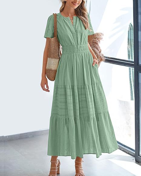 Maxi dress for ladies in lightweight striped fabric Lune London