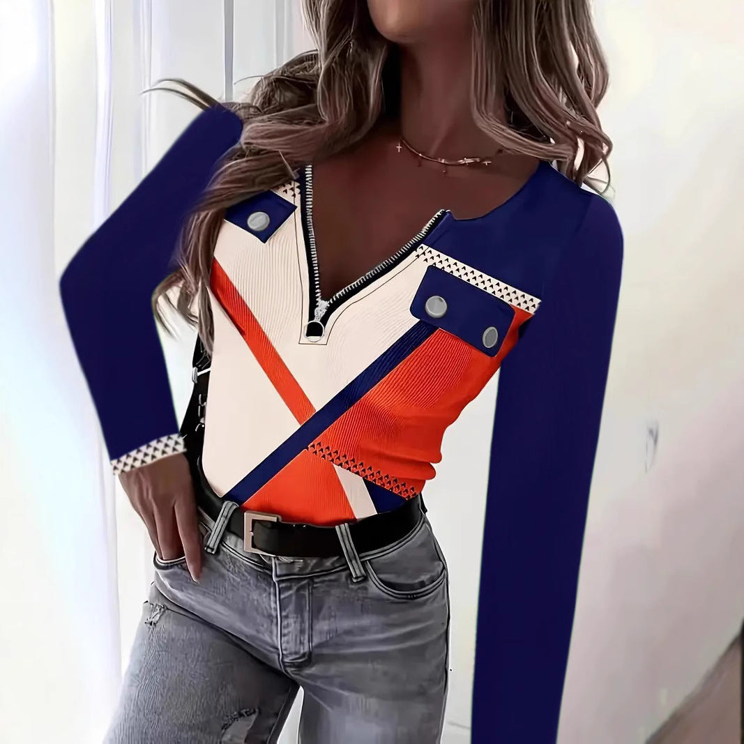 Women's elegant top with zipper and decorative belt Lune London