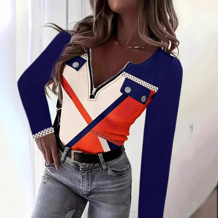 Women's elegant top with zipper and decorative belt Lune London