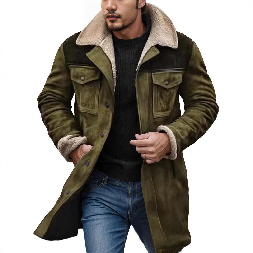 Men's biker jacket in faux leather with removable fur collar Lune London