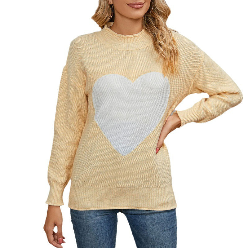 Pull à la mode pour femmes avec imprimé cœur Chic & Stil