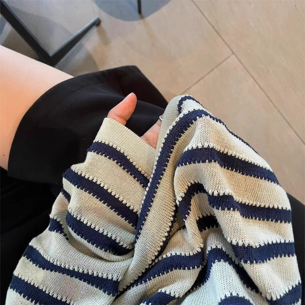 Trendy knitted sweater for women with nautical stripe pattern and relaxed fit Lune London