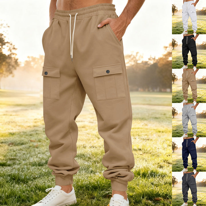Men's Cargo Jogging Pants with Elastic Waistband and Functional Pockets Lune London