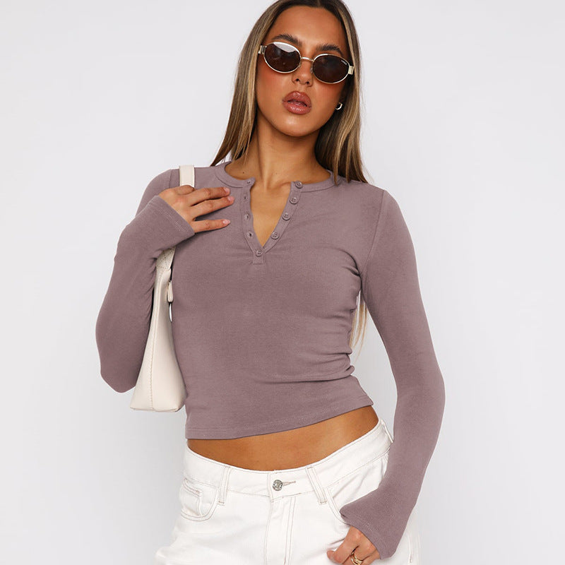 Long sleeve blouse for women with button details and fitted cut Lune London