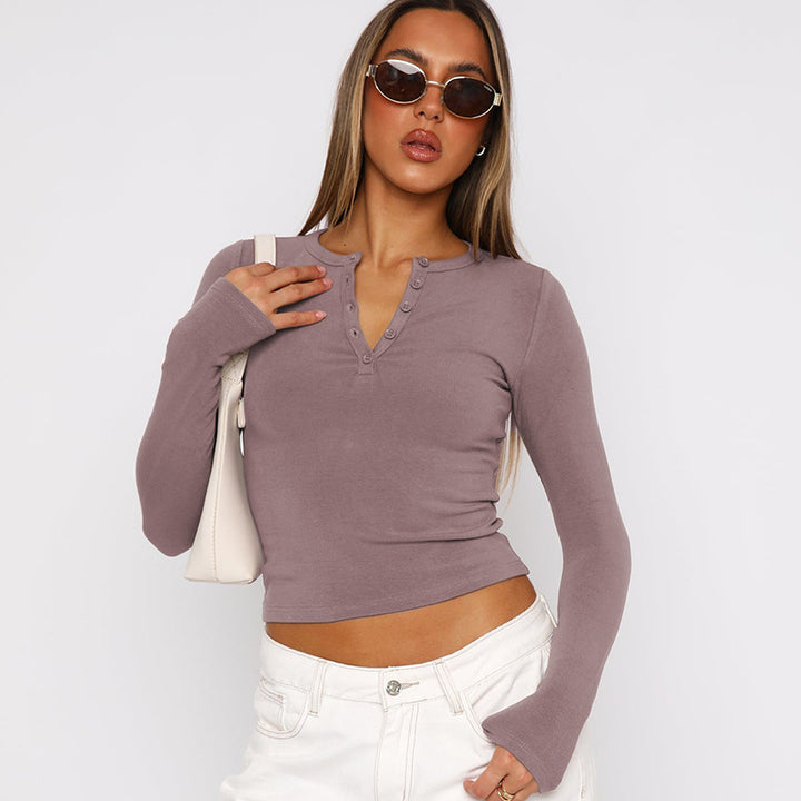 Long sleeve blouse for women with button details and fitted cut Lune London