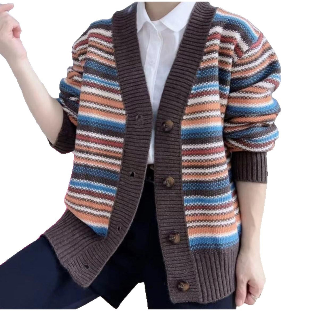 Cardigan pour femmes avec un design de rayures polyvalent Chic & Stil