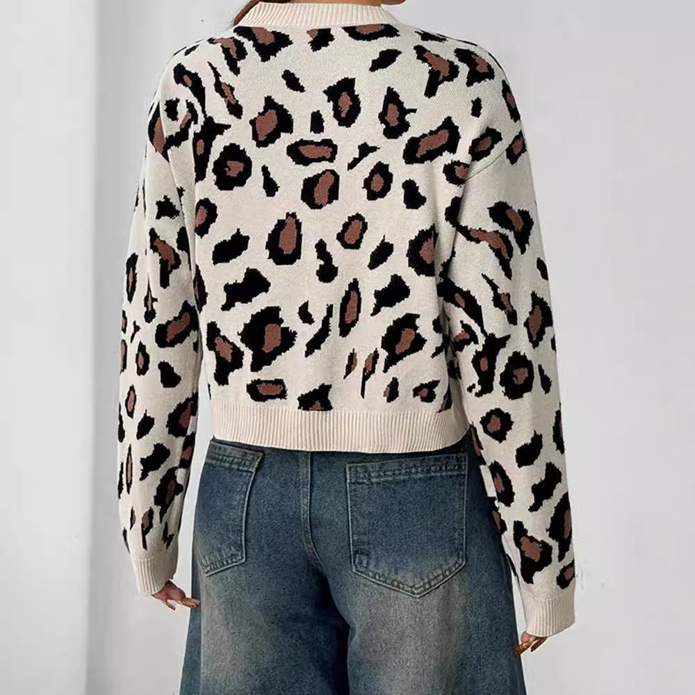 Ladies Elegant Style leopard knitted vest with ties Lune London