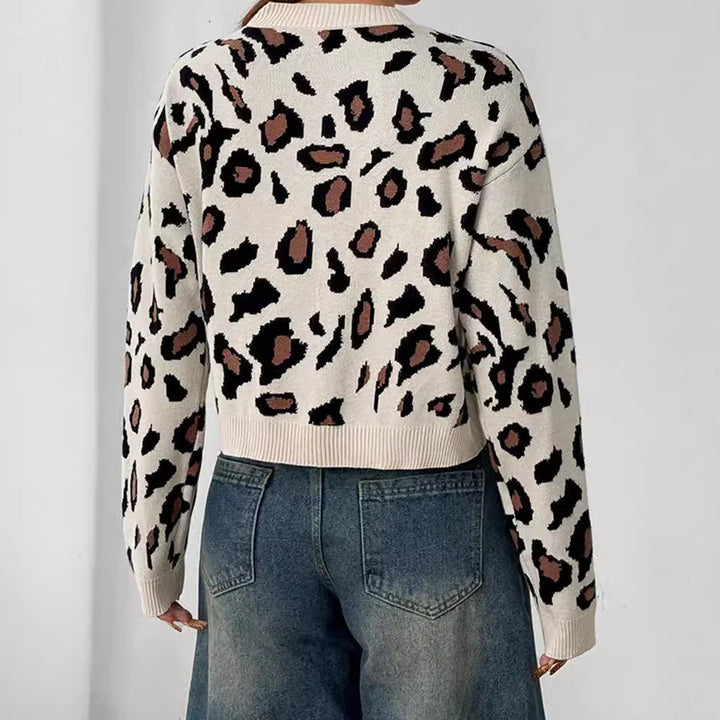 Ladies Elegant Style leopard knitted vest with ties Lune London