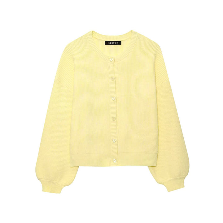 Casual knit jacket for women with button details and voluminous sleeves Lune London