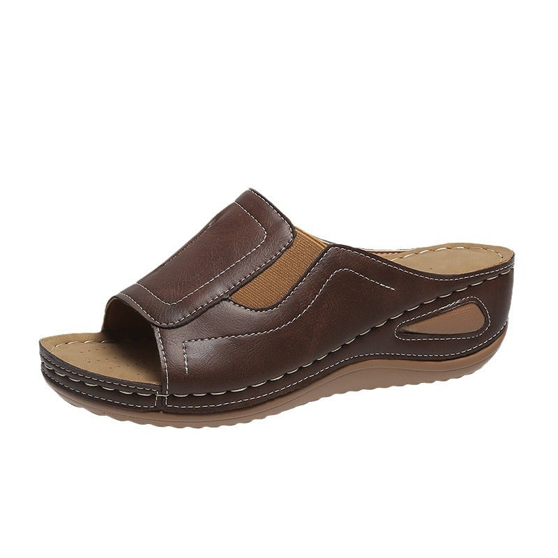 Ladies comfort open toe mules with arch support Lune London