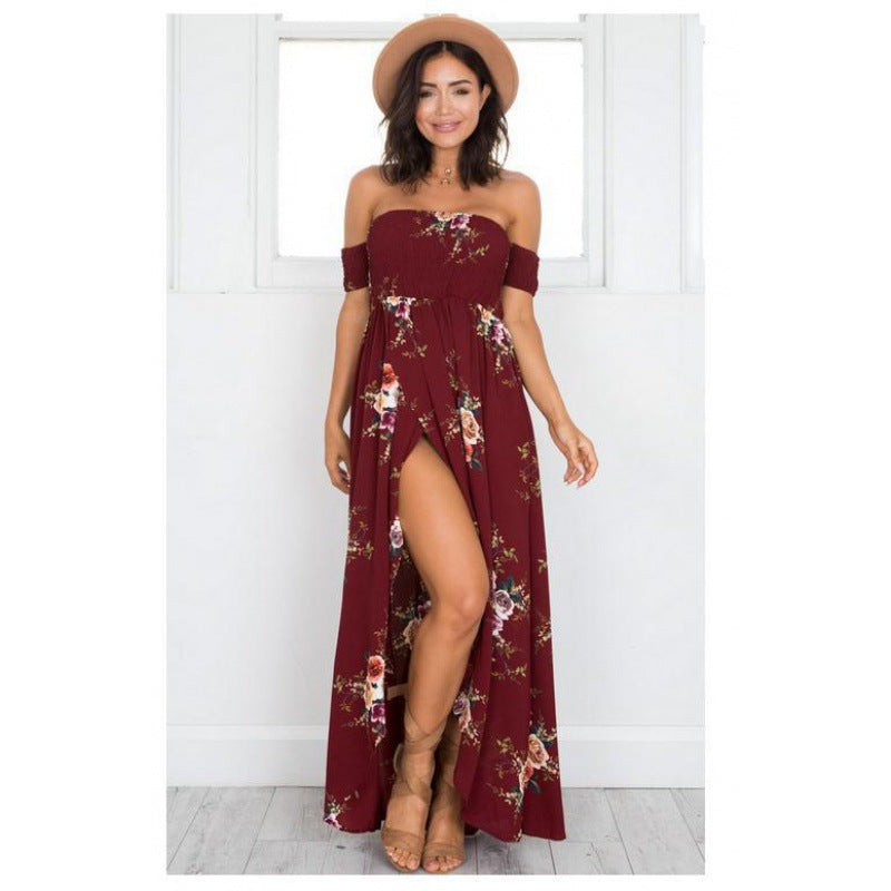 Robe maxi femme avec design décolleté et motifs floraux Chic & Stil