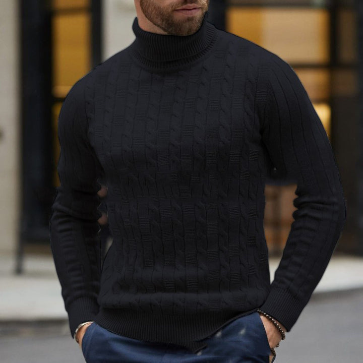 Men's knit sweater with an elegant turtleneck and a textured pattern Lune London
