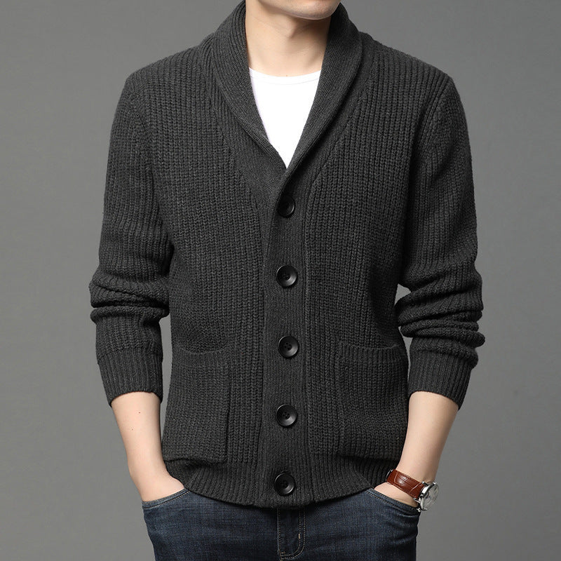 Knitted jacket for men with shawl collar and practical pockets Lune London