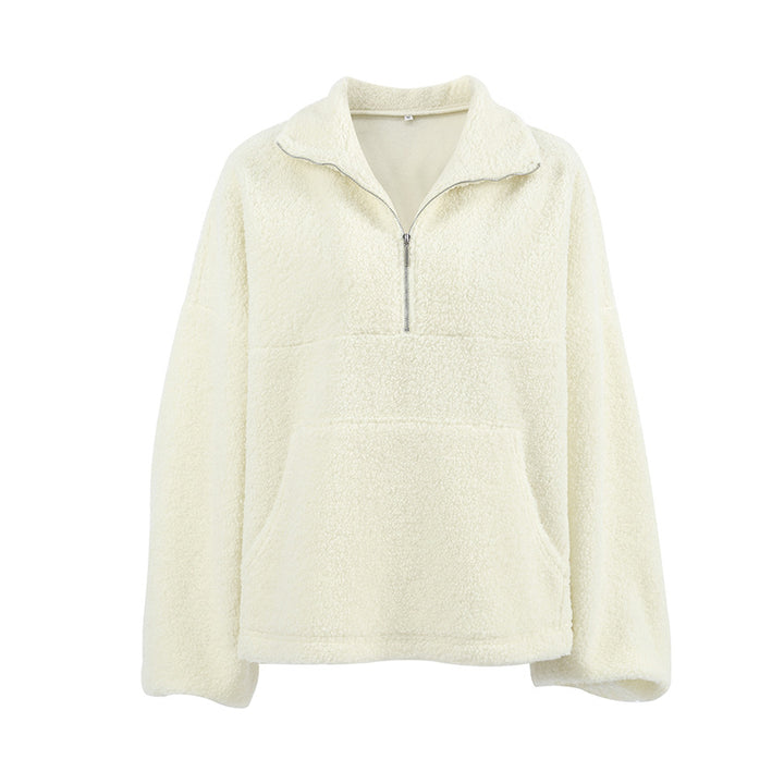 Soft fleece sweater for women with high collar and pockets Lune London