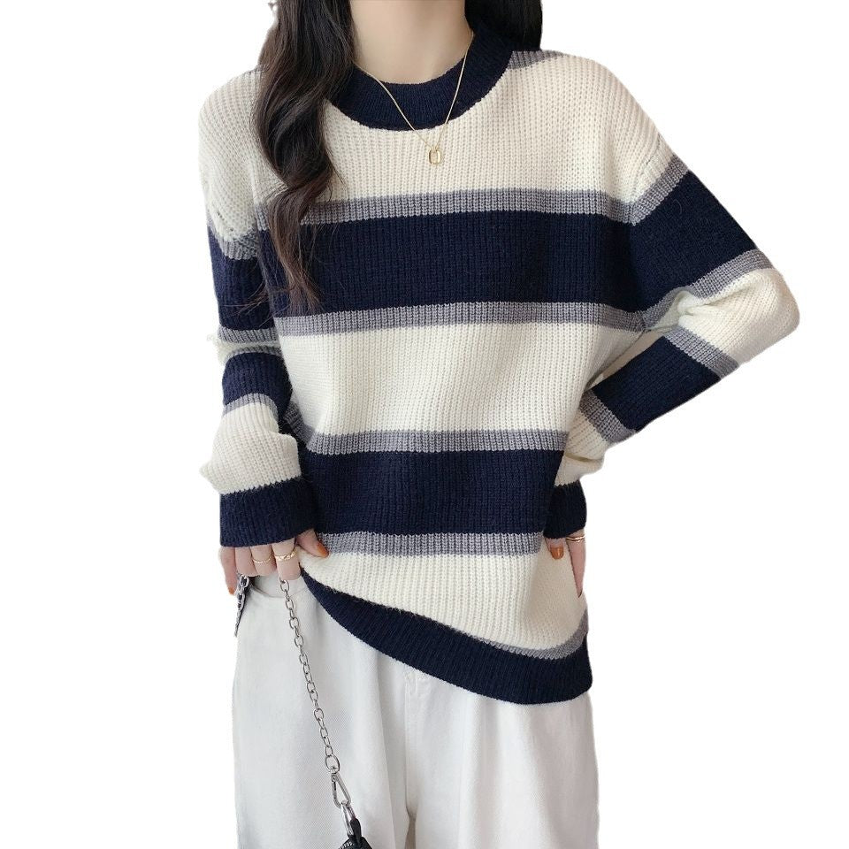 Sweater décontracté pour femmes avec motif de rayures colorées Chic & Stil