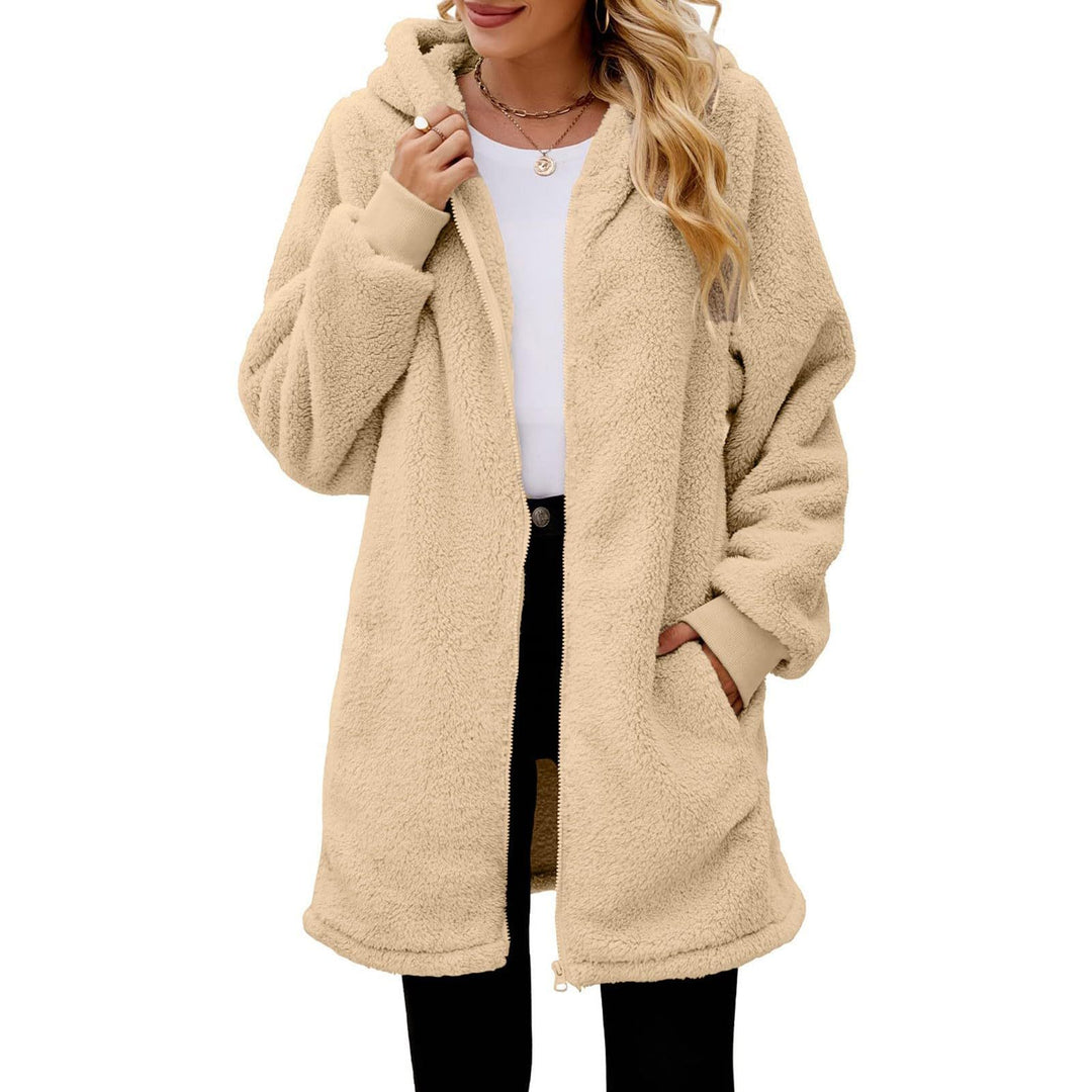 Ladies fleece jacket with hood and side pockets Lune London