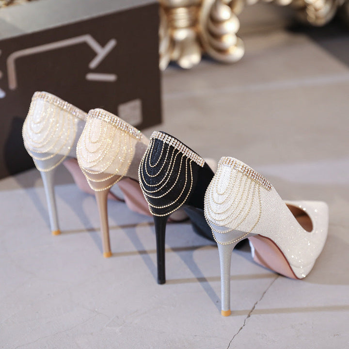 Women's High-Heel Pumps with Sparkling Rhinestone Details and Elegant Design Lune London