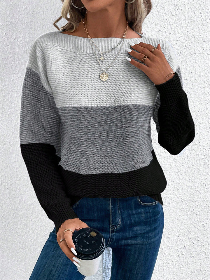 Pull en tricot pour femmes avec un design moderne en blocs de couleur Lune London