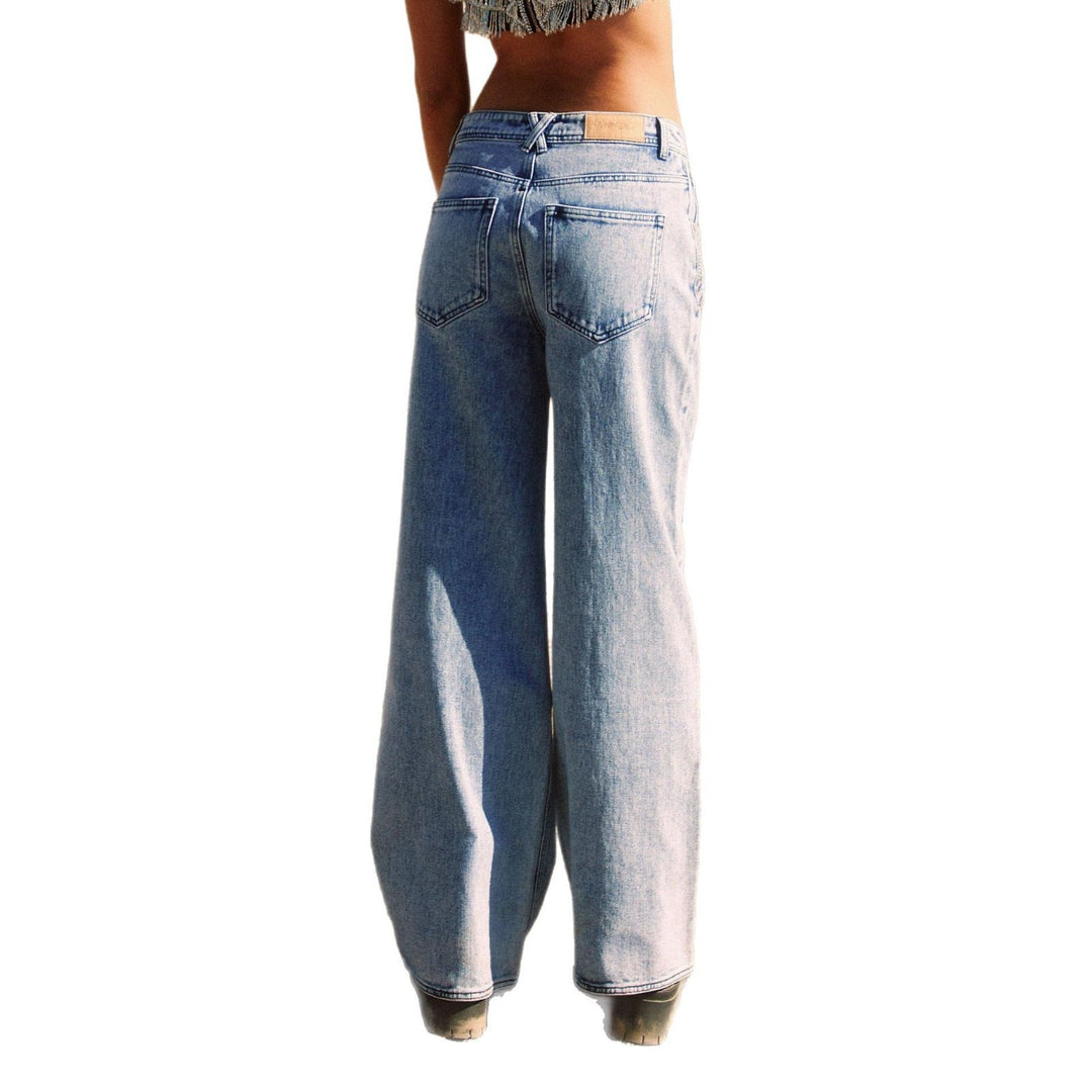Women High-Waisted Wide Leg Jeans with Subtle Distressing Lune London