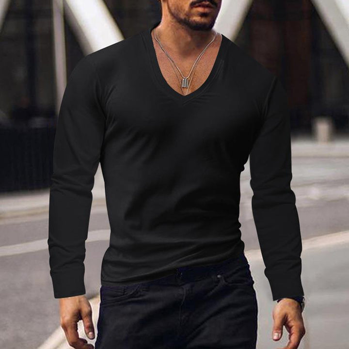 Men's long-sleeved V-neck T-shirt Lune London