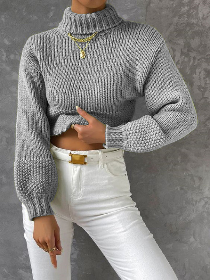 Women’s chunky knit sweater with high collar Lune London