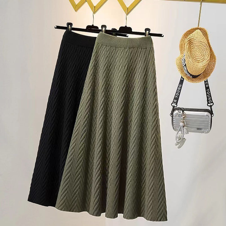 Jupe midi élégante pour femmes avec motif en chevrons texturé Chic & Stil