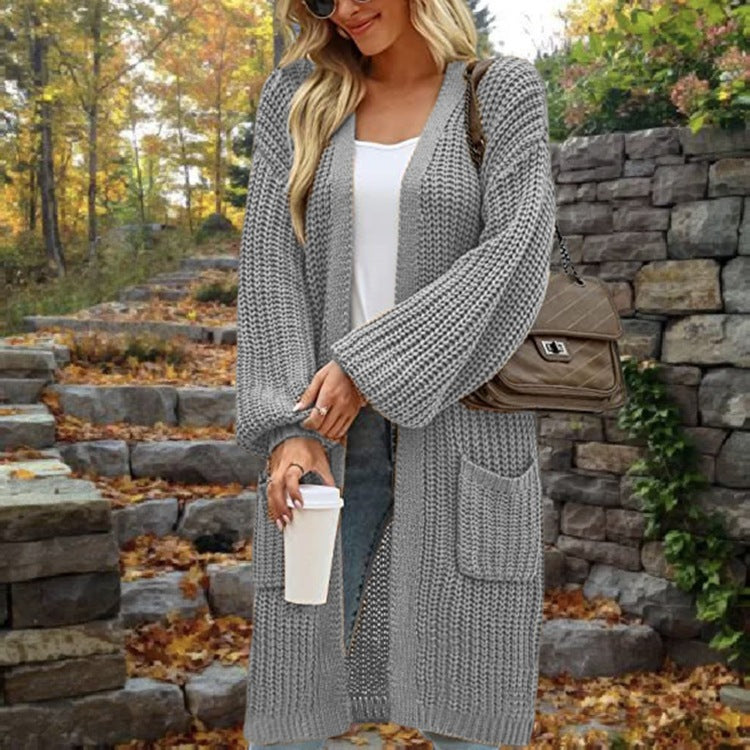 Fashionable Knit Jacket for Women with Wide Sleeves and Practical Pockets Lune London