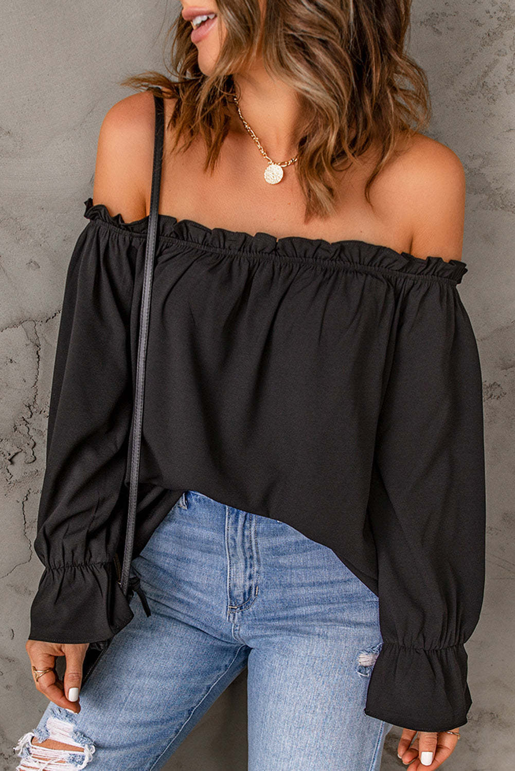 Off-Shoulder Blouse for Women with Ruffles and Loose Fit Lune London