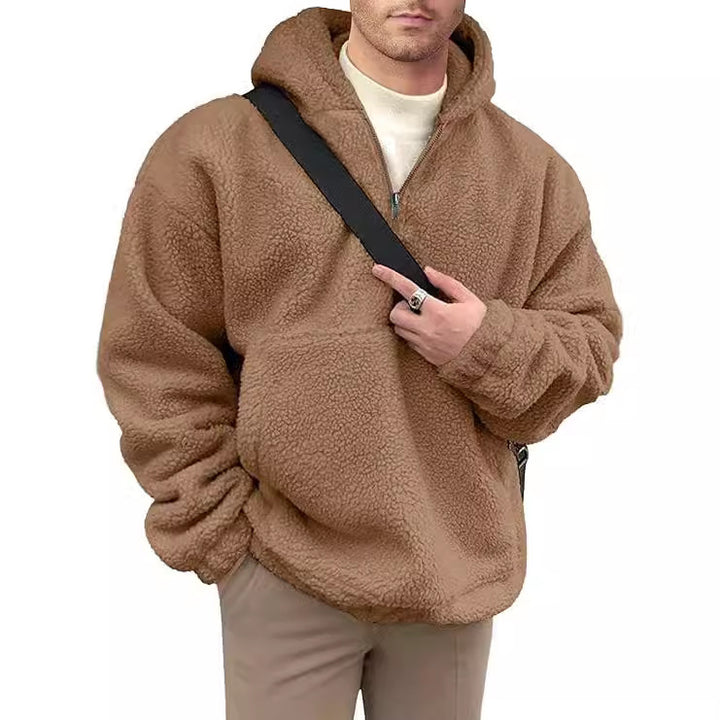 Cozy fleece pullover for men with half zip Lune London
