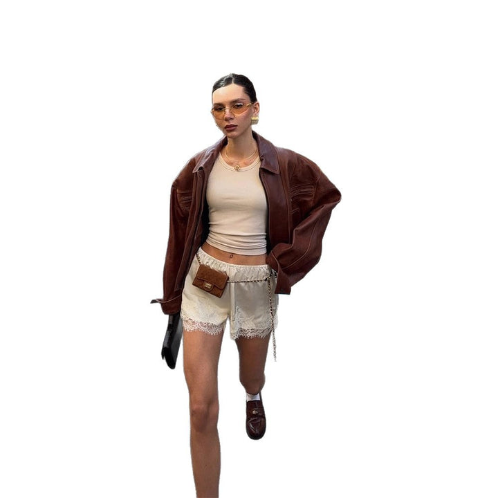 Casual faux leather jacket for women in oversized style Lune London