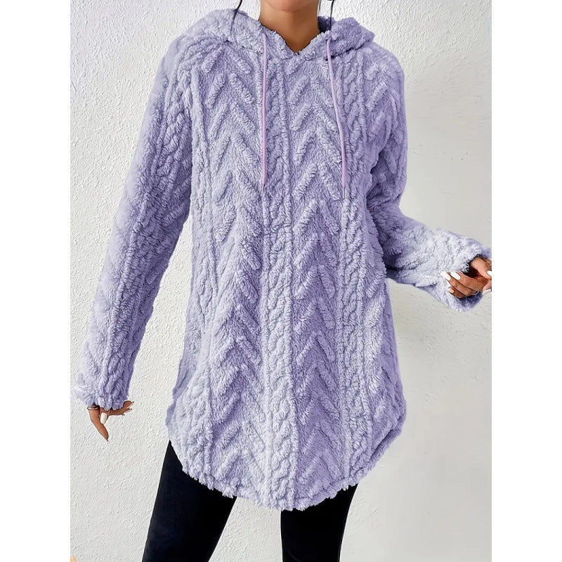 Cozy knit jacket for women with hood and side pockets Lune London