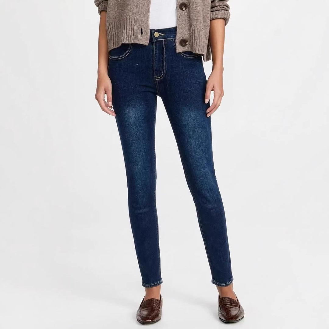 Women's Skinny Jeans in modern Used-Look with high waistband and elastic stretch Lune London