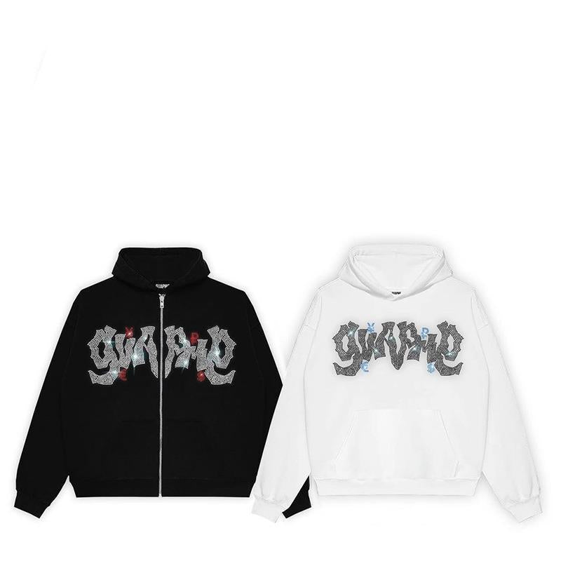 Women's hoodie with elegant glitter design and full-length zipper Lune London