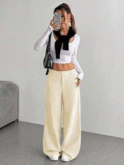 Pantalon en corduroy large pour femmes Chic & Stil
