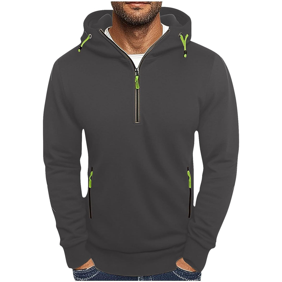Men's fashionable hoodie with two pockets and half-zip Lune London