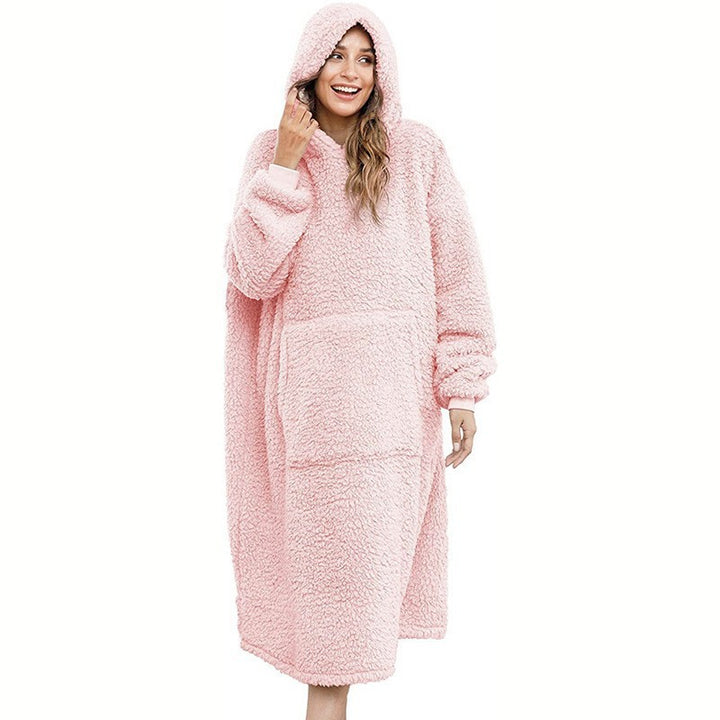 Men's cozy fleece bathrobe with hood and pockets Lune London