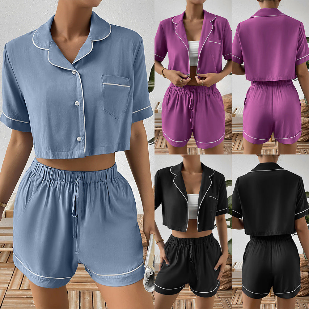 Women casual short sleeve pajama set with elastic waistband Lune London