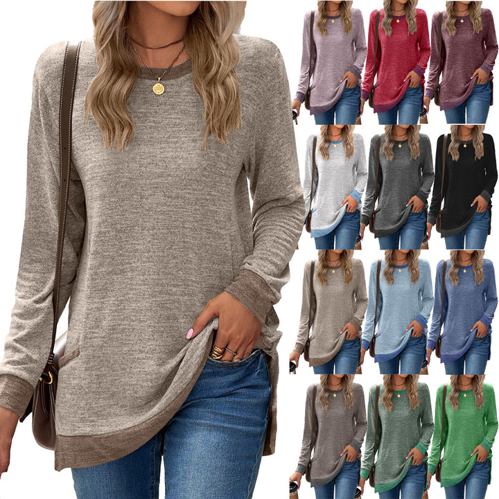 Long sleeve t-shirt for women with contrasting details and side pockets Lune London