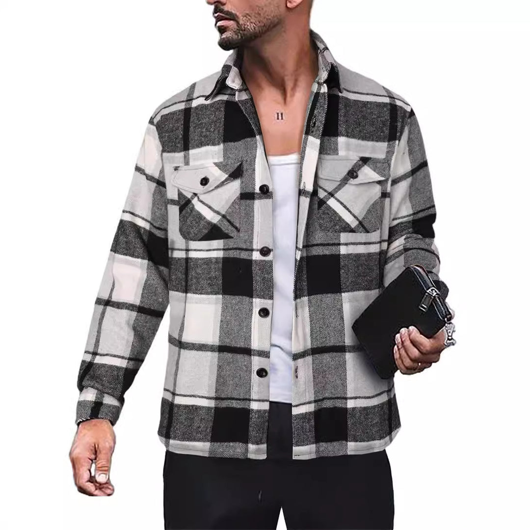 Men's flannel shirt with checkered pattern and functional pockets Lune London