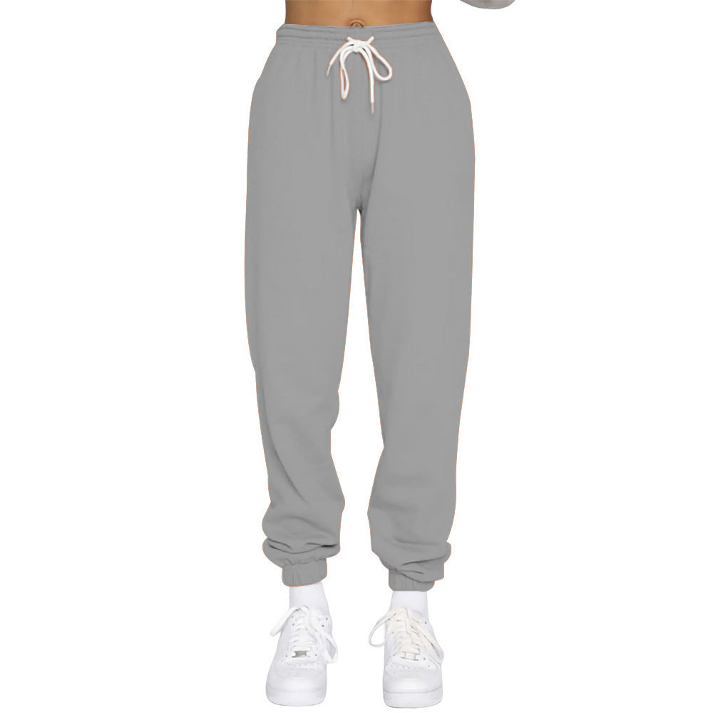 Sporty high-waisted jogger pants for women with drawstring Lune London